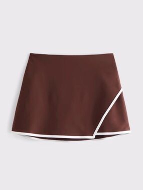 Abercrombie YPB sculptLUX Lined Asymmetrical Wrap Skirt - Cocoa M